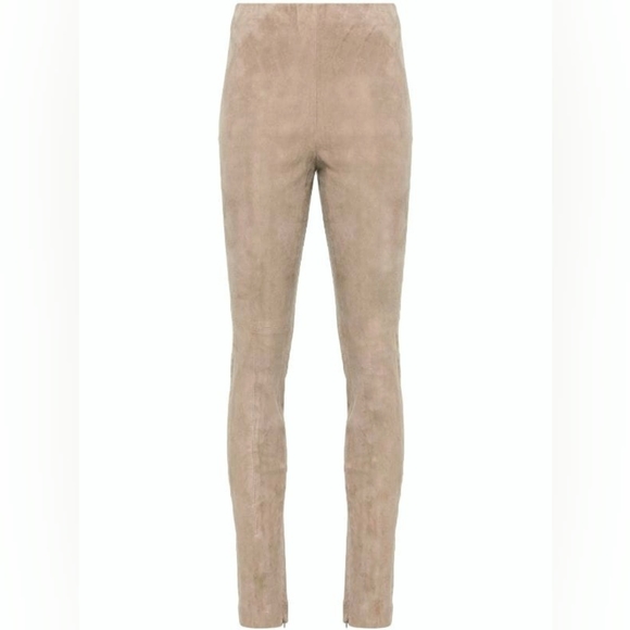 NWT $1,500 Polo Ralph Lauren 100% Lambskin Skinny Suede Leggings Pants Tan XS - Picture 11 of 12
